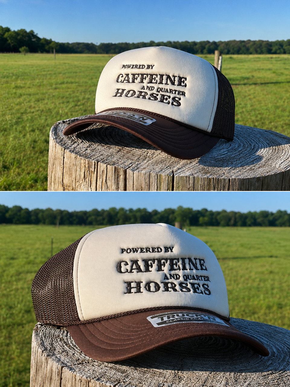 "Powered by Caffeine and Quarter Horses" Foam Trucker Hat