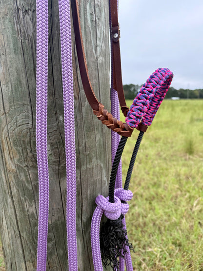 Loping Hackamore Lilac Split Reins