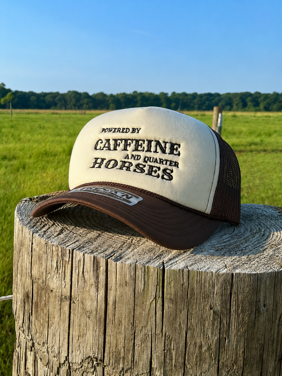 "Powered by Caffeine and Quarter Horses" Foam Trucker Hat