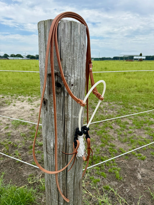 Harness Leather Loping Hackamore Leather Split Reins
