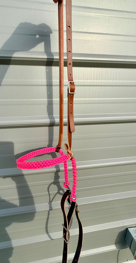 The "Piper" Paracord Noseband Tie Down with Leather Strap