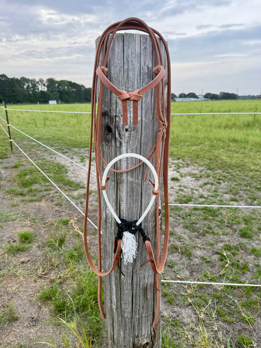 Futurity Knot Browband Loping Hackamore Leather Split Reins