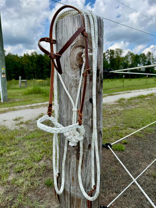 Colt Size Loping Hackamore Latigo Leather with Fiador