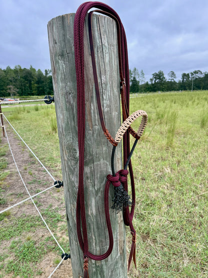 Loping Hackamore Burgundy Split Reins