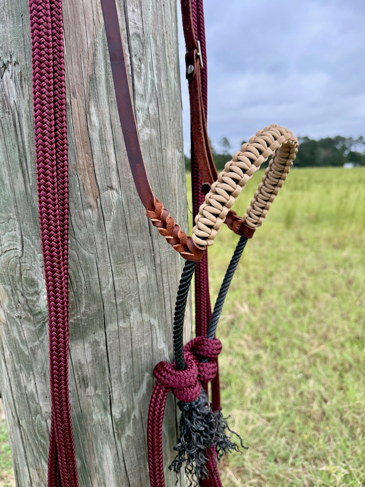 Loping Hackamore Burgundy Split Reins